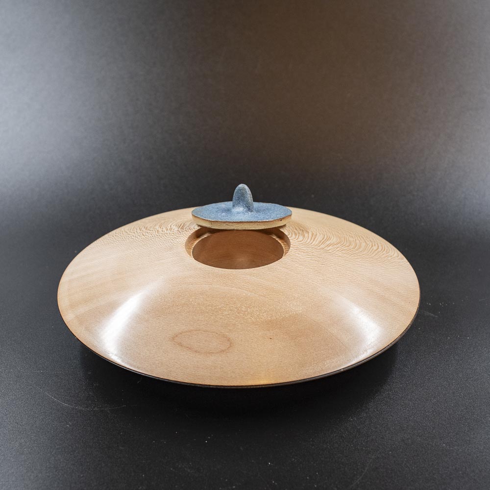 Boite en platane couvercle céramique - Pièce unique