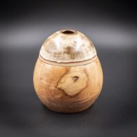 Pot "soliflore" en If et couvercle en céramique émaillé - Pièce unique